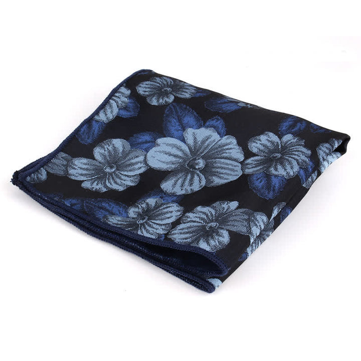 Set di 2 papillon con fazzoletto da taschino floreale blu e blu navy da uomo - image 4