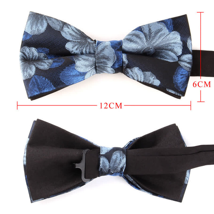 Set di 2 papillon con fazzoletto da taschino floreale blu e blu navy da uomo - image 2