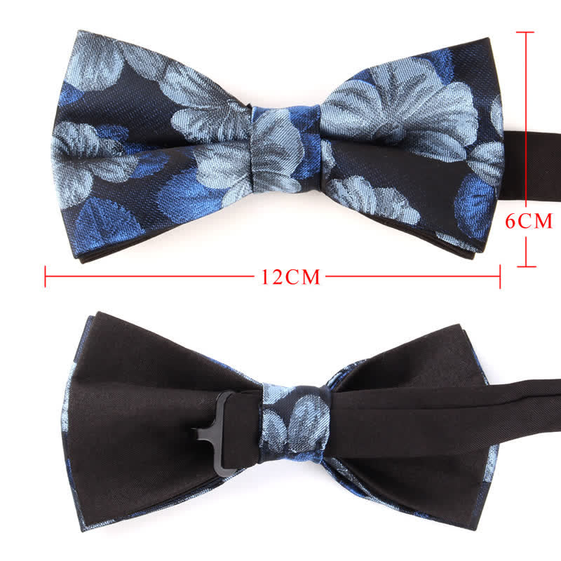 Set di 2 papillon con fazzoletto da taschino floreale blu e blu navy da uomo