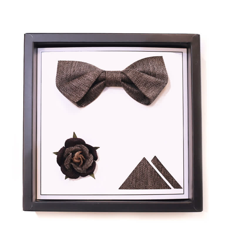 Papillon da uomo con spilla floreale in stile britannico marrone vintage
