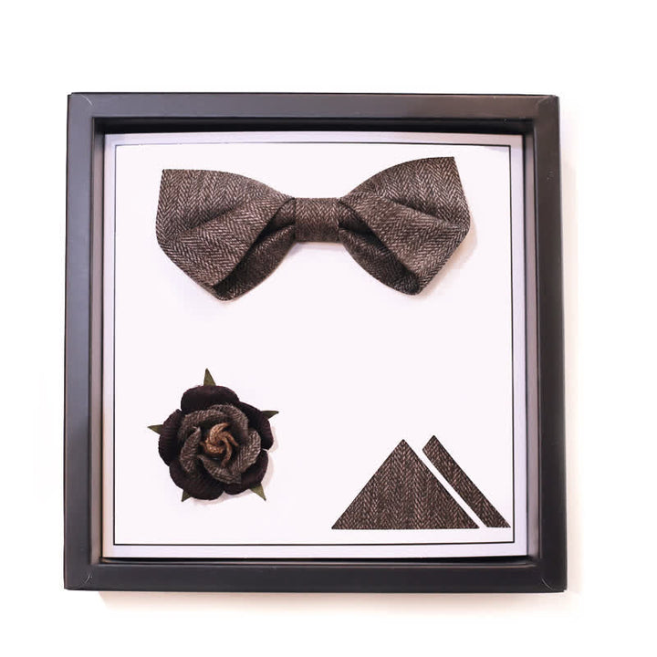 Papillon da uomo con spilla floreale in stile britannico marrone vintage