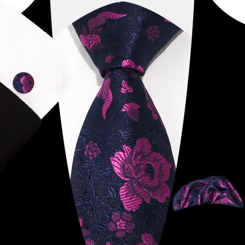 Set di 3 cravatte da uomo con motivo floreale grazioso e squisito