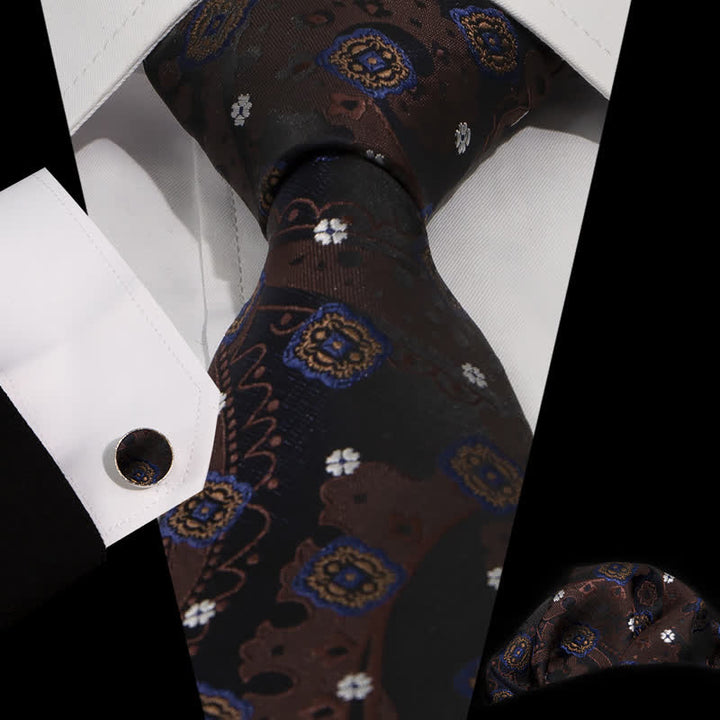 Set di 3 cravatte classiche da uomo con piccoli fiori bianchi e neri