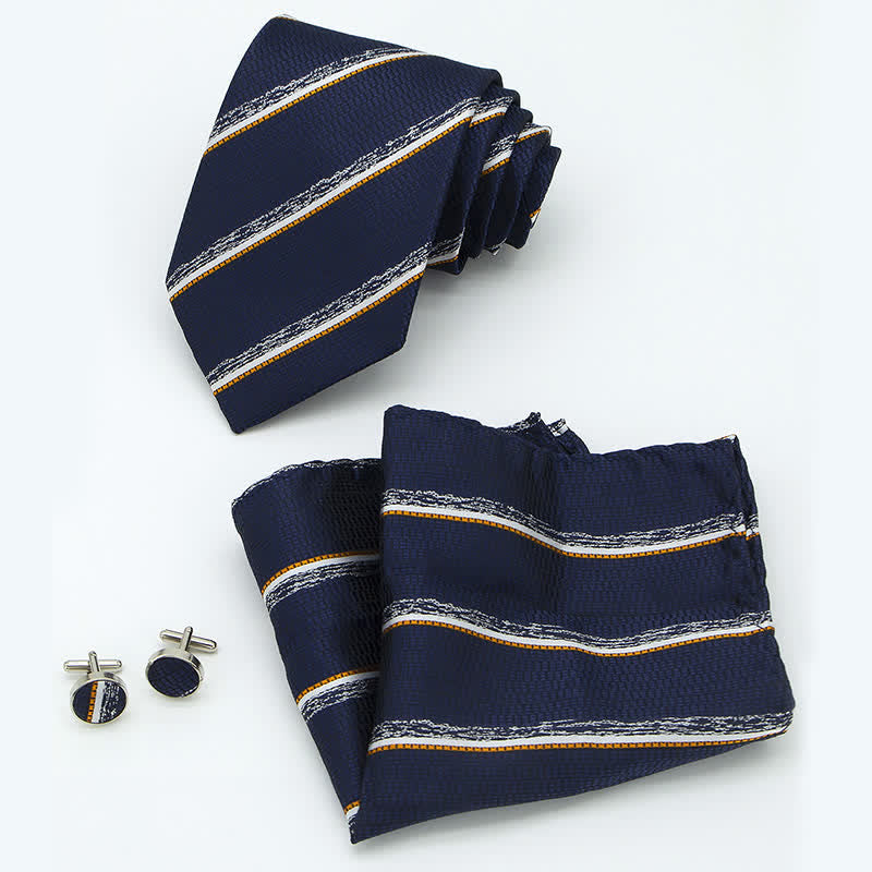 Set di 3 cravatte casual a righe da ufficio per uomo