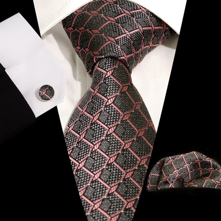 Set di 3 cravatte a quadri Gentlement da uomo - Rosa e grigio - image 10