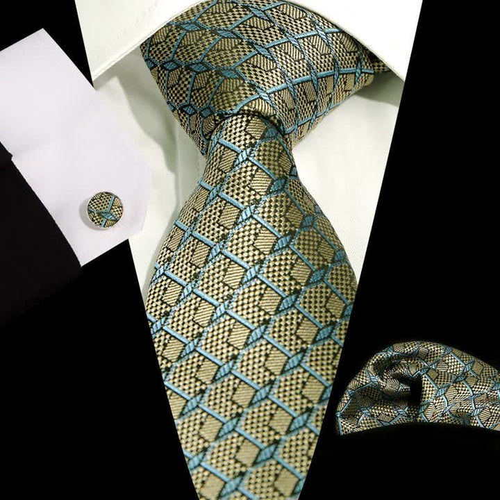 Set di 3 cravatte a quadri Gentlement da uomo - Azzurro cielo e cachi - image 15