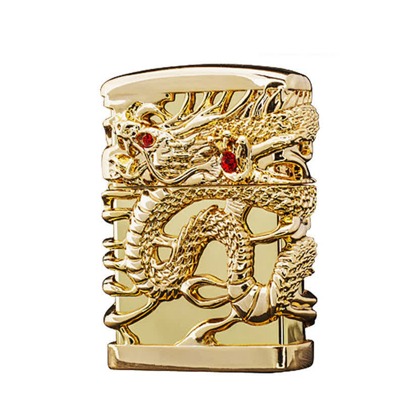 Accendino a cherosene ricaricabile Carving Domineering Dragon - Oro - image 7