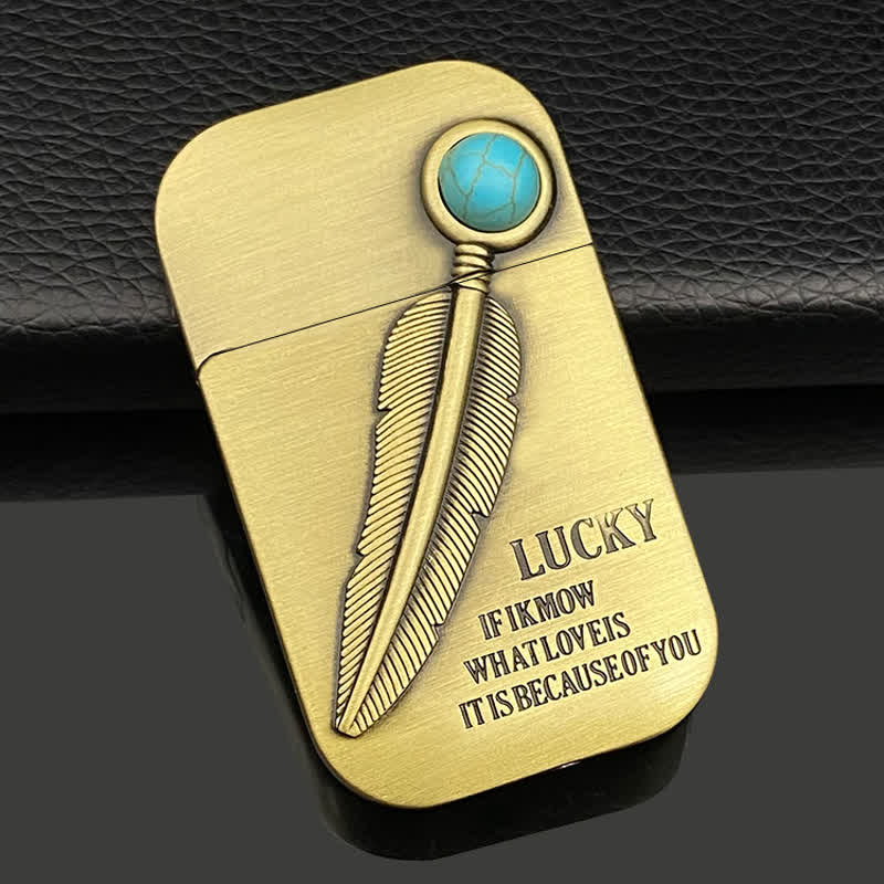 Accendino ricaricabile a butano finto turchese Feather Relief