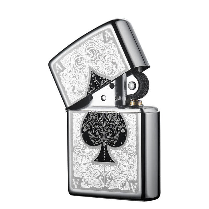 Accendino a cherosene ricaricabile Ace of Spades Black Ice