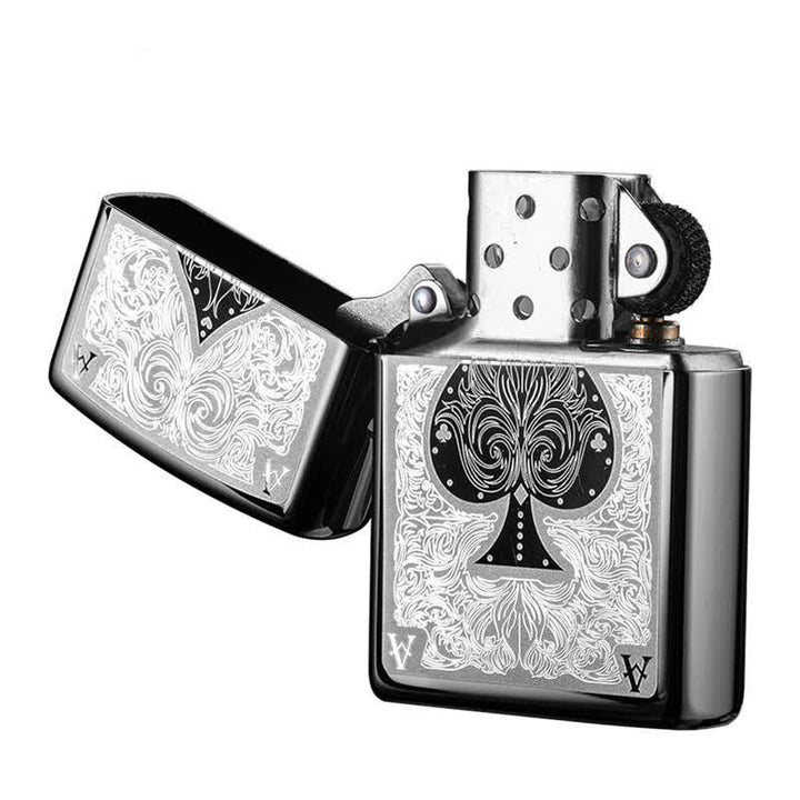 Accendino a cherosene ricaricabile Ace of Spades Black Ice
