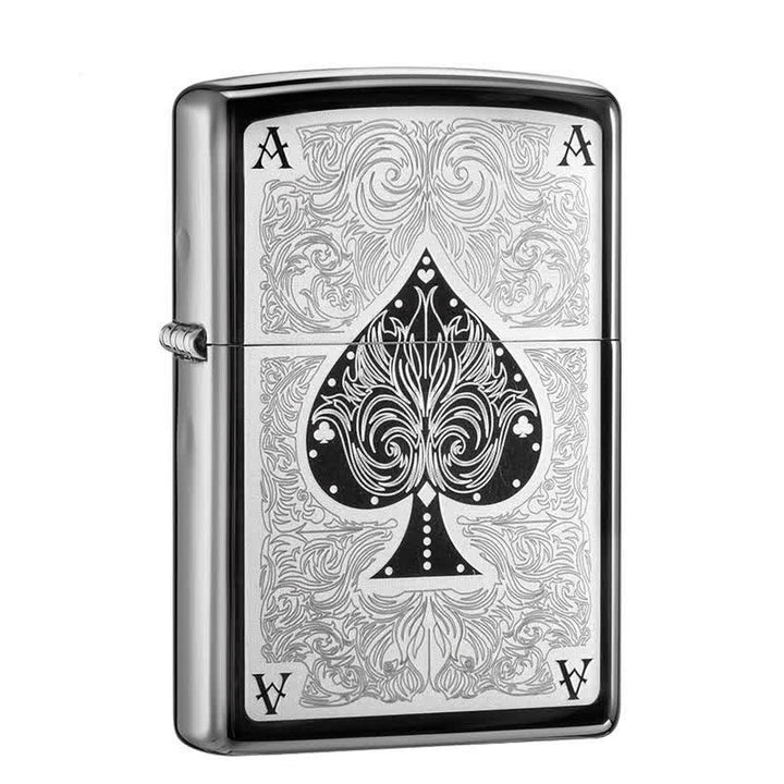 Accendino a cherosene ricaricabile Ace of Spades Black Ice