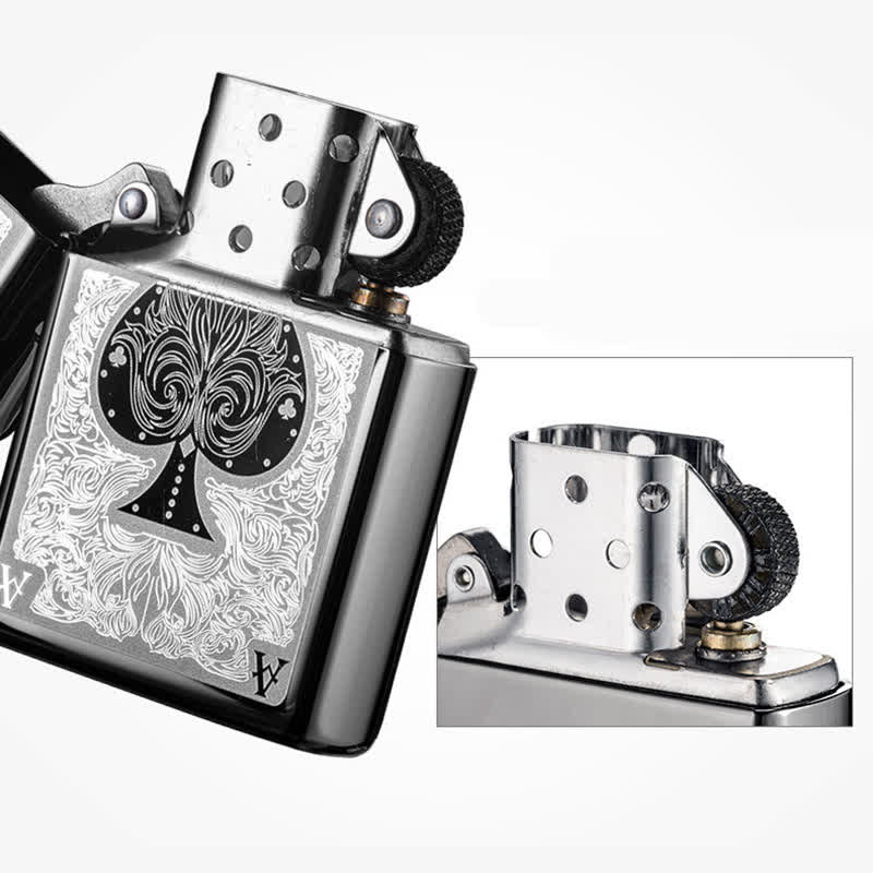 Accendino a cherosene ricaricabile Ace of Spades Black Ice