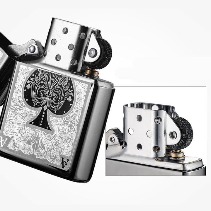 Accendino a cherosene ricaricabile Ace of Spades Black Ice