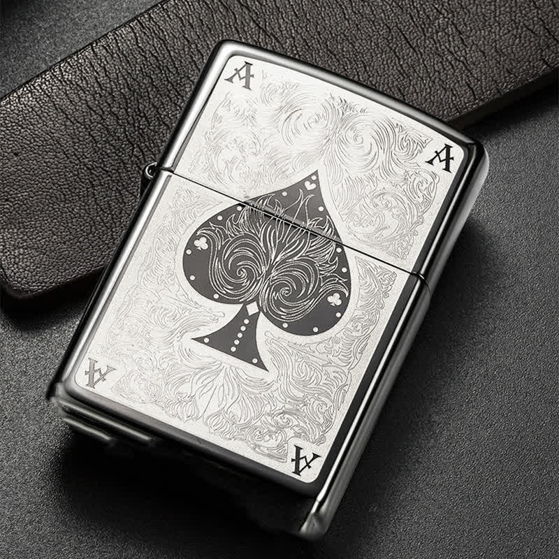 Accendino a cherosene ricaricabile Ace of Spades Black Ice