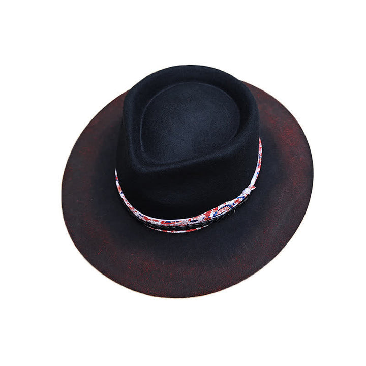Divertente cintura rossa Paisley con cappello da cowboy nero