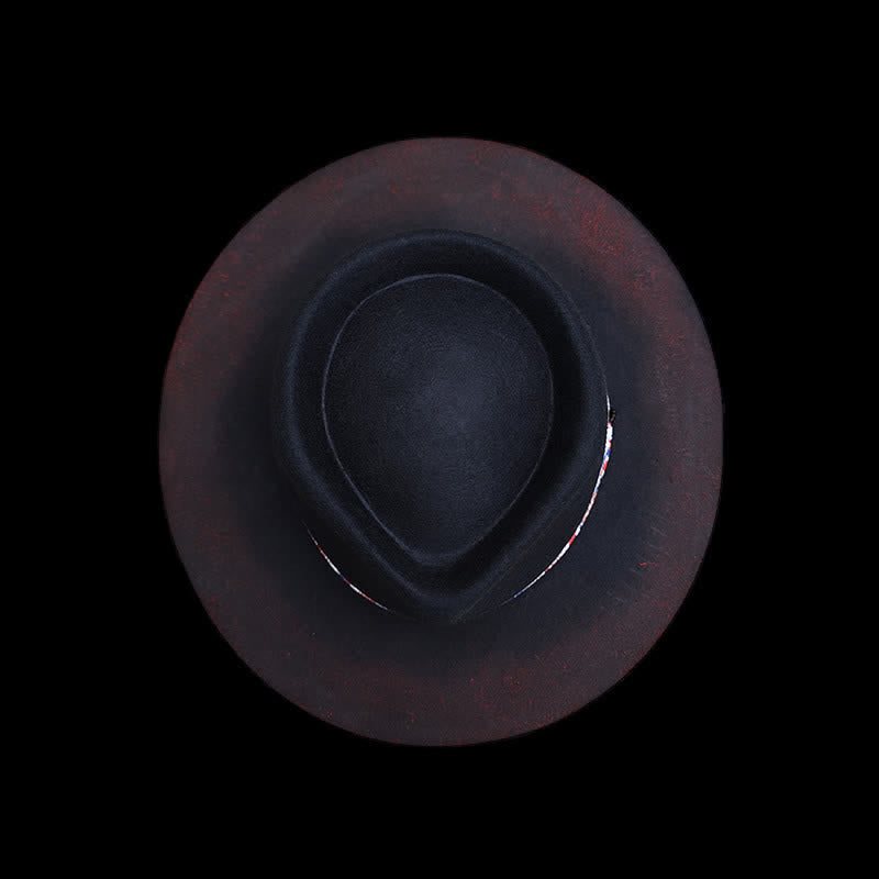 Divertente cintura rossa Paisley con cappello da cowboy nero