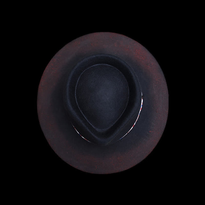 Divertente cintura rossa Paisley con cappello da cowboy nero