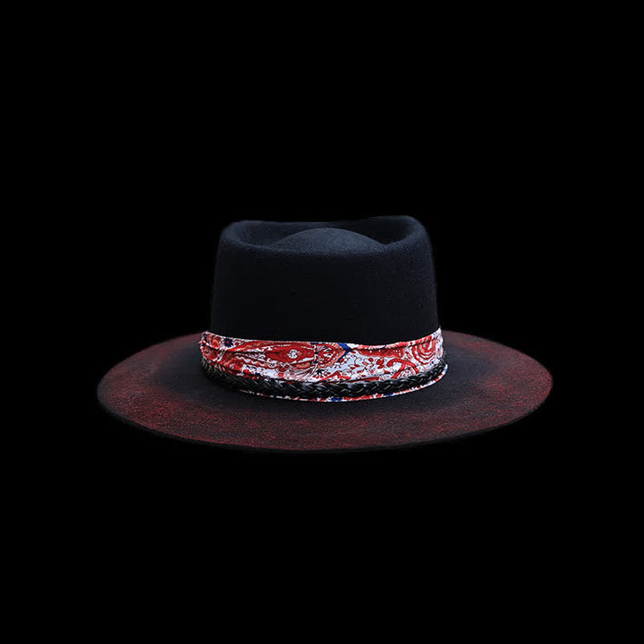 Divertente cintura rossa Paisley con cappello da cowboy nero