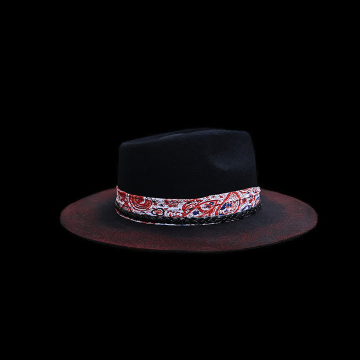 Divertente cintura rossa Paisley con cappello da cowboy nero