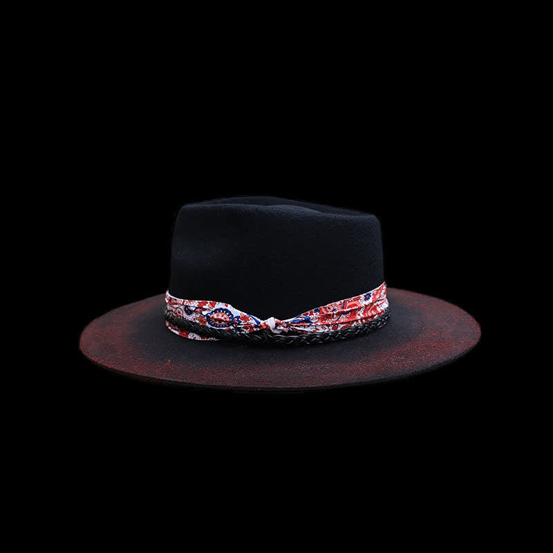Divertente cintura rossa Paisley con cappello da cowboy nero