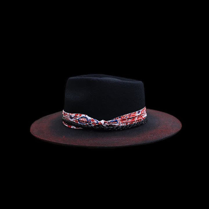 Divertente cintura rossa Paisley con cappello da cowboy nero