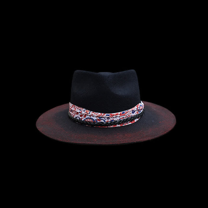 Divertente cintura rossa Paisley con cappello da cowboy nero
