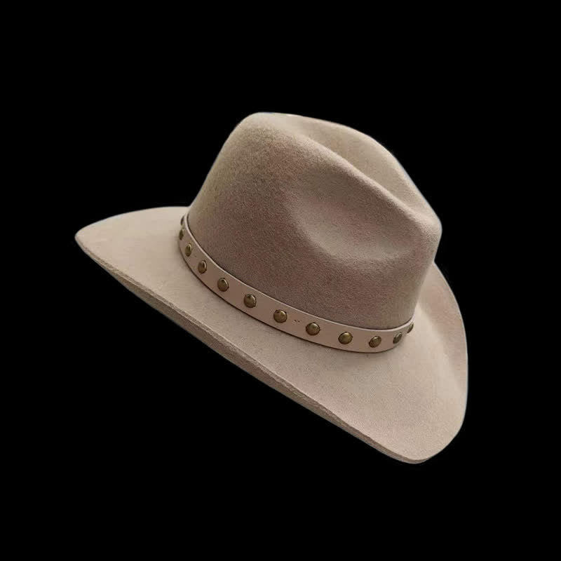 Cappello da cowboy con dettagli in piume borchiate e rivetti occidentali - image 3