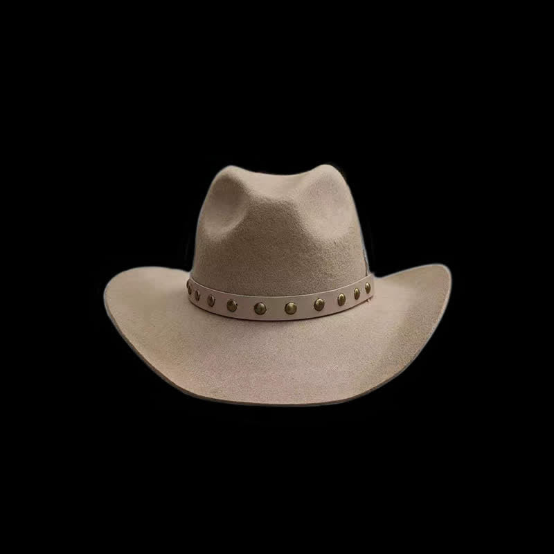 Cappello da cowboy con dettagli in piume borchiate e rivetti occidentali - image 2