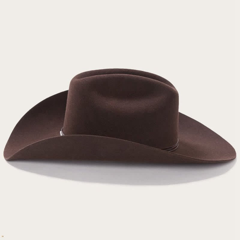Cappello da cowboy a tesa larga semplice color caffè