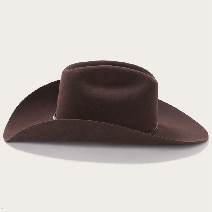 Cappello da cowboy a tesa larga semplice color caffè
