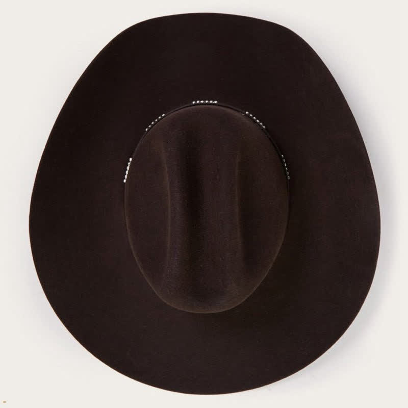 Cappello da cowboy a tesa larga semplice color caffè