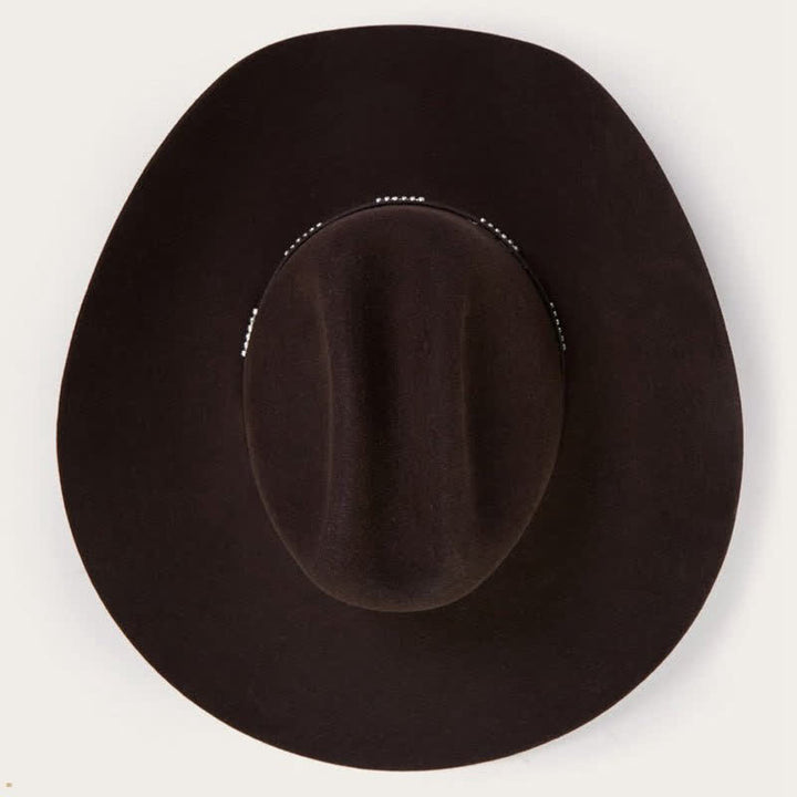 Cappello da cowboy a tesa larga semplice color caffè