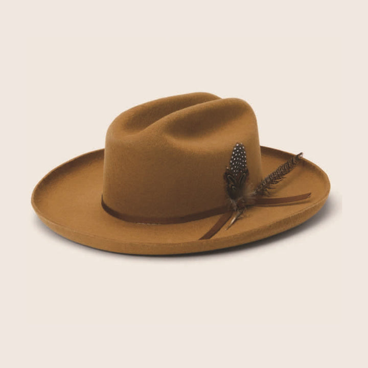 Cappello da cowboy con piume e nastro per festival di Carnevale Elagant
