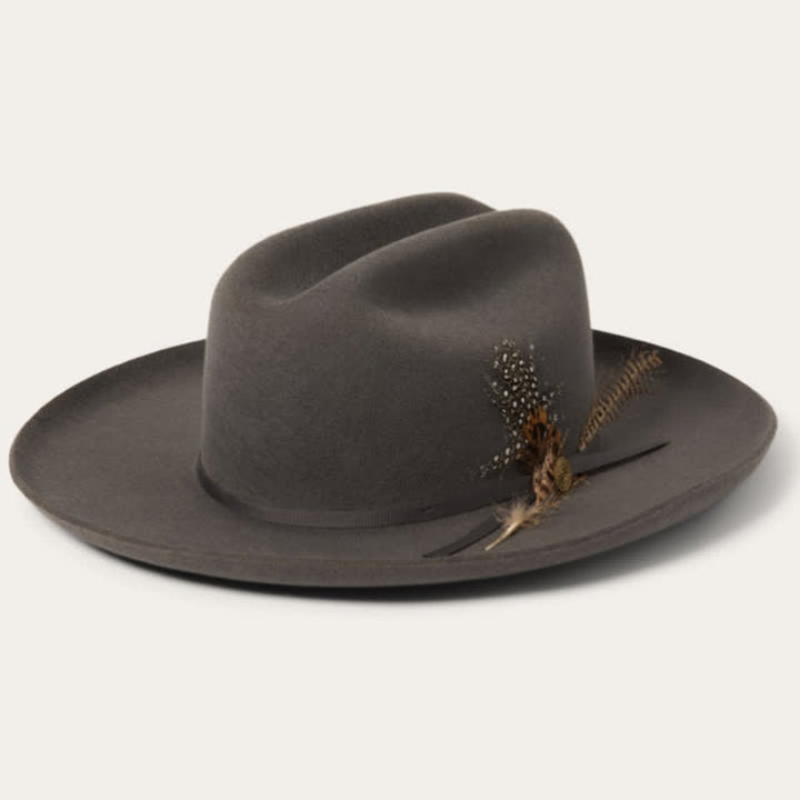 Cappello da cowboy con piume e nastro per festival di Carnevale Elagant - Nero - L (23 1/4"-23 5/8") - image 1