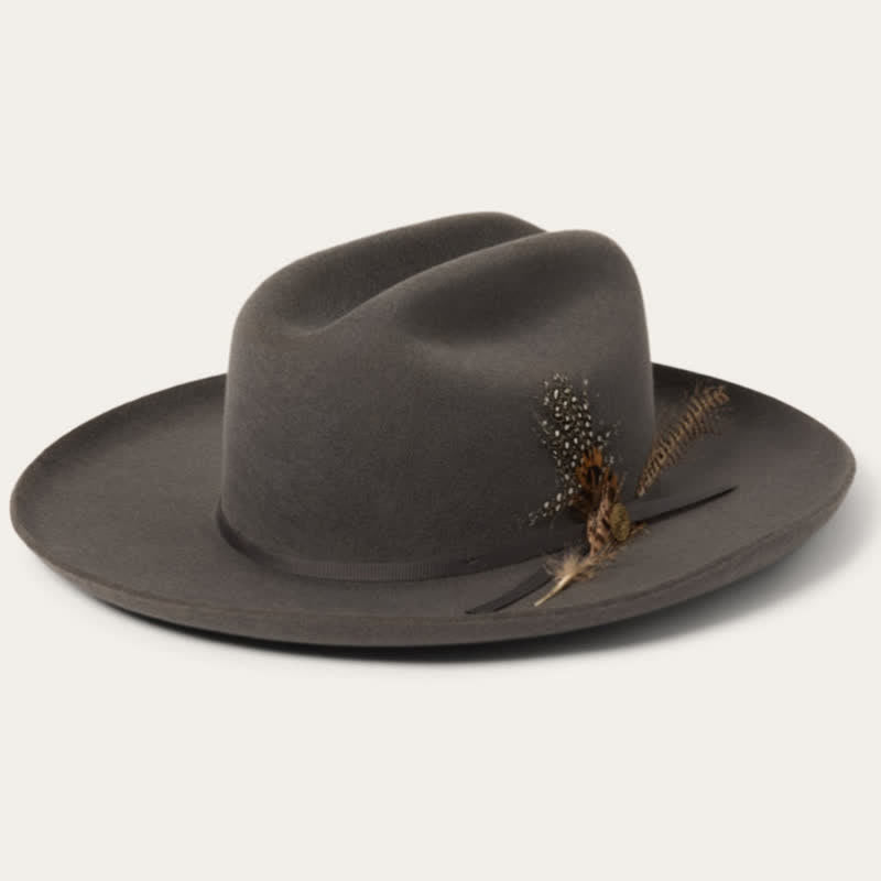Cappello da cowboy con piume e nastro per festival di Carnevale Elagant
