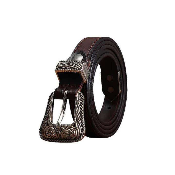 Cintura in pelle di vacchetta sottile dal design versatile in stile western classico