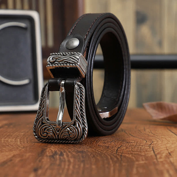 Cintura in pelle di vacchetta sottile dal design versatile in stile western classico