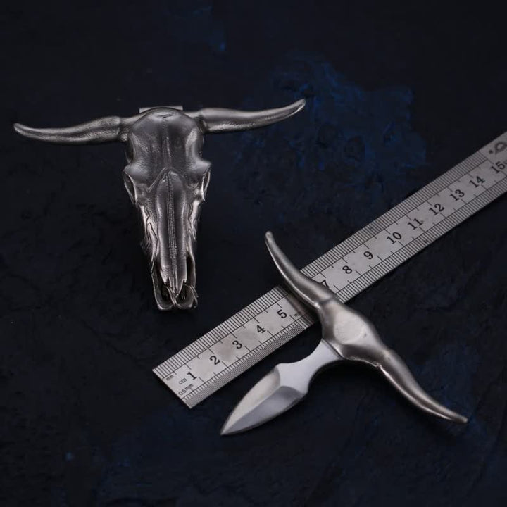 Fibbia per cintura con ciondolo multifunzione EDC a forma di testa di toro Longhorn