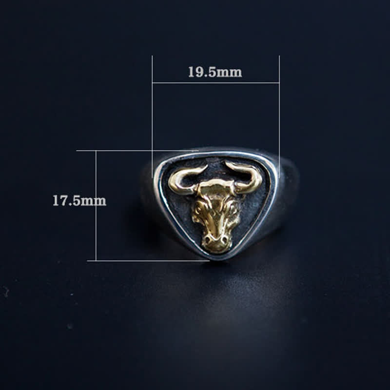 Anello regolabile con apertura a forma di toro e cavallo dominante da uomo