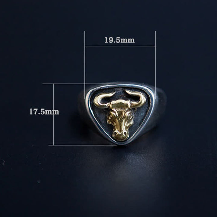 Anello regolabile con apertura a forma di toro e cavallo dominante da uomo