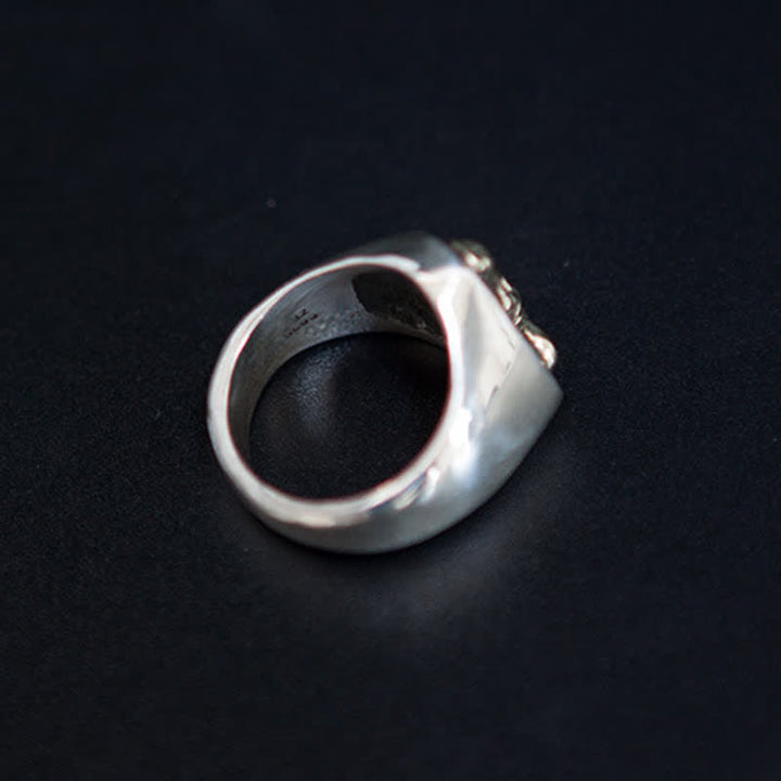 Anello regolabile con apertura a forma di toro e cavallo dominante da uomo