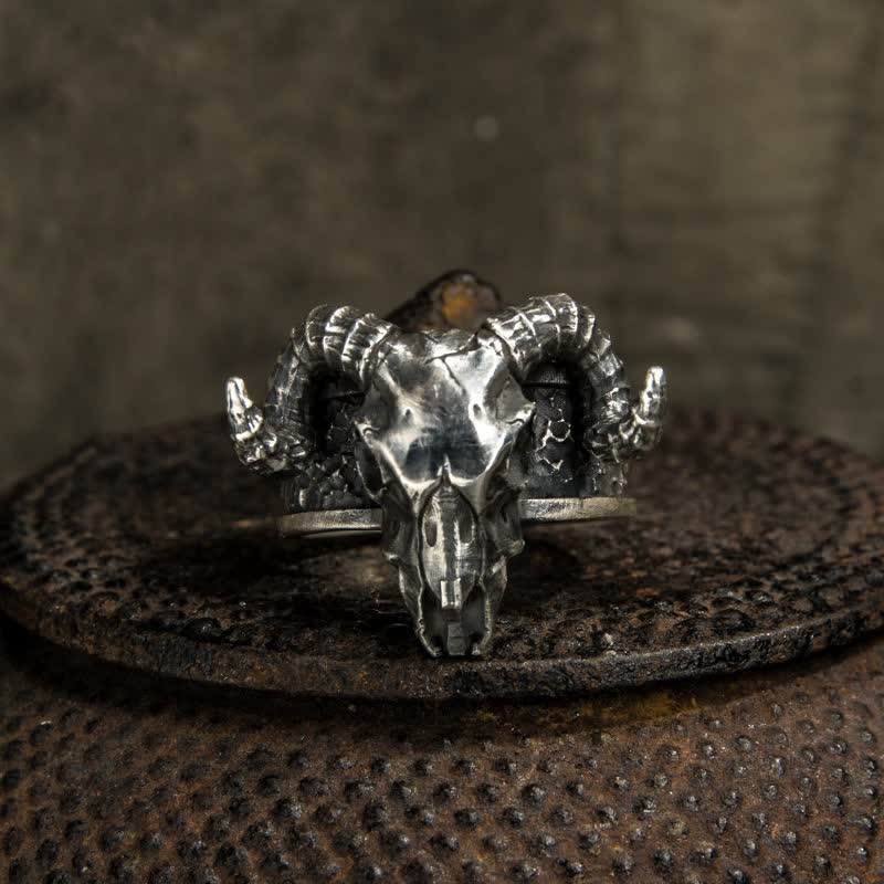 Anello regolabile da uomo con apertura a forma di capra fantasma diavolo inferno - image 1