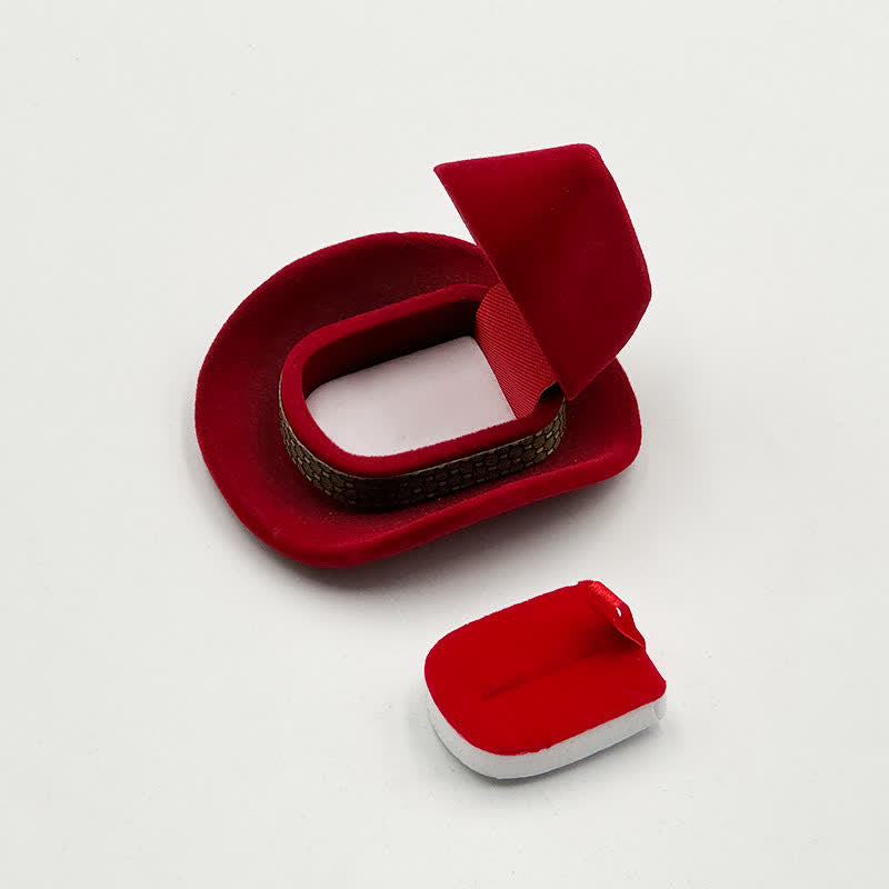 Cappello da cowboy carino occidentale con scatola porta-anello in velluto - Rosso - image 9