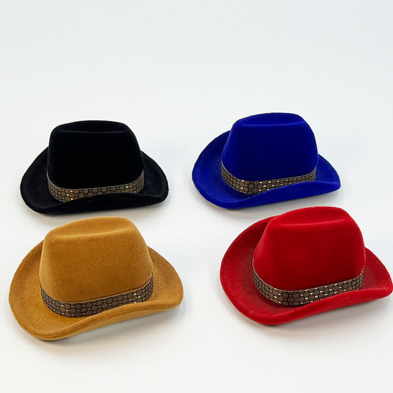Cappello da cowboy carino occidentale con scatola porta-anello in velluto