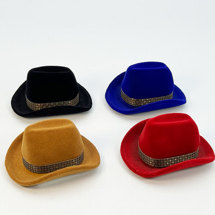 Cappello da cowboy carino occidentale con scatola porta-anello in velluto
