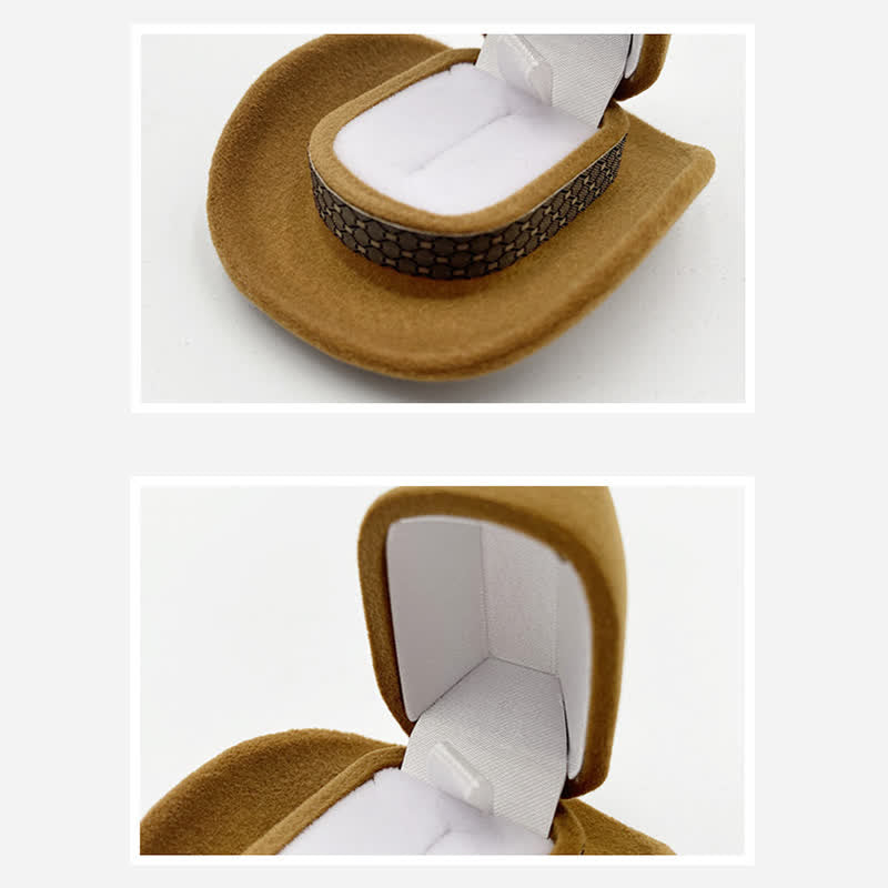 Cappello da cowboy carino occidentale con scatola porta-anello in velluto