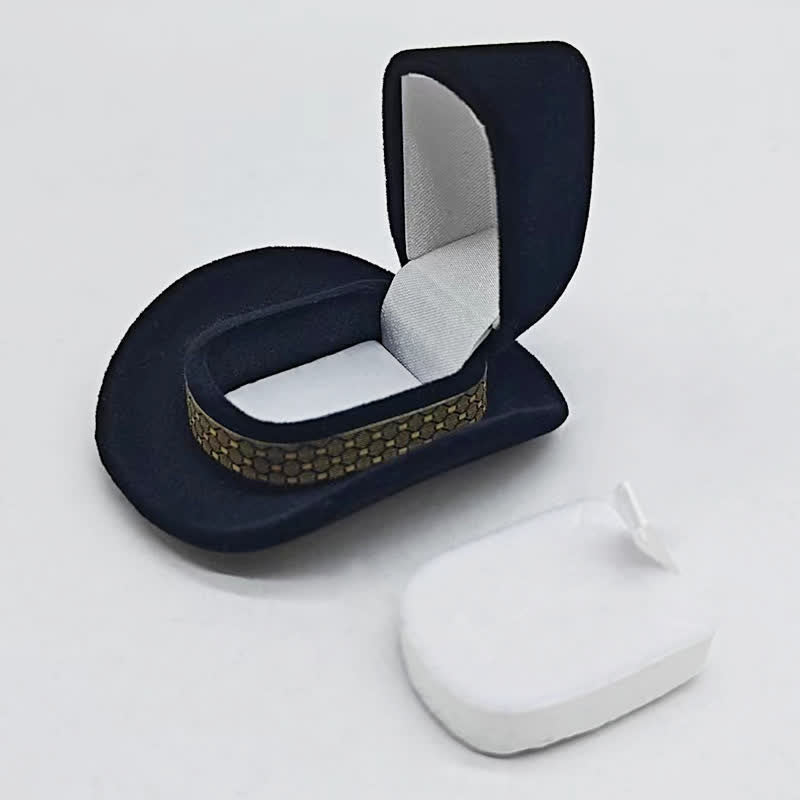 Cappello da cowboy carino occidentale con scatola porta-anello in velluto - Bianco e nero - image 11