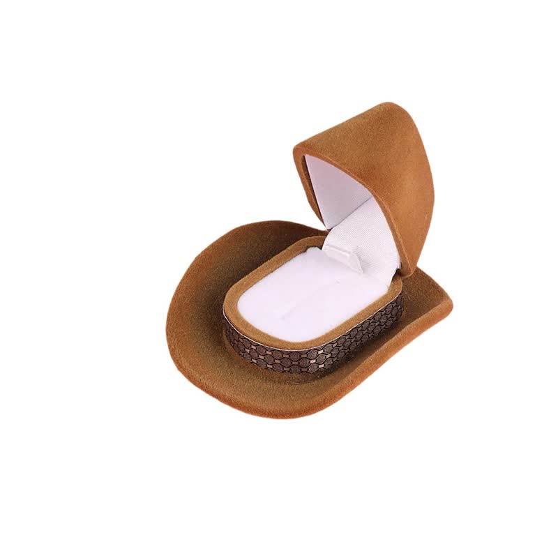 Cappello da cowboy carino occidentale con scatola porta-anello in velluto - image 0