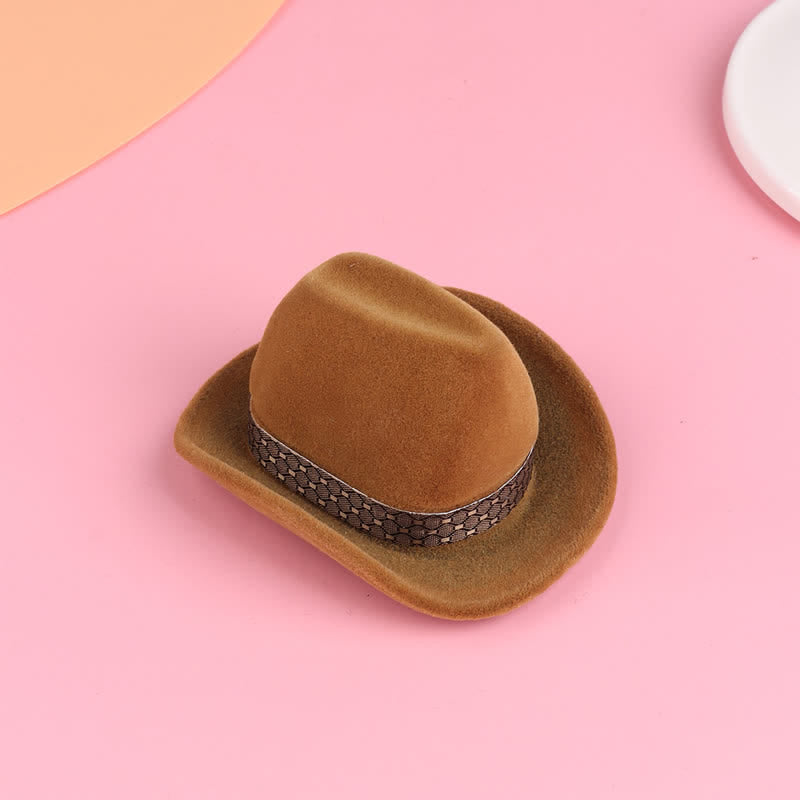 Cappello da cowboy carino occidentale con scatola porta-anello in velluto - image 1