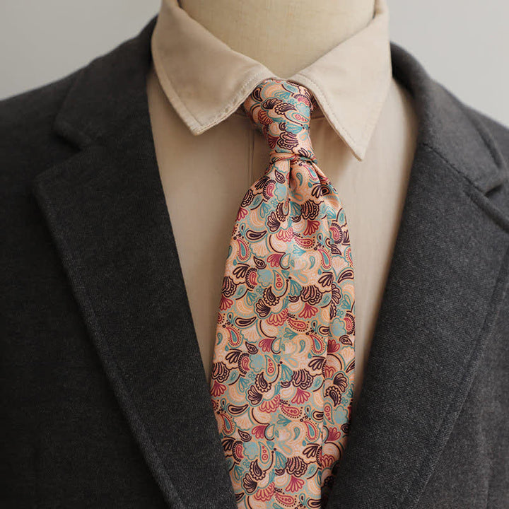 Cravatta casual da uomo con motivo Little Paisley color salmone chiaro